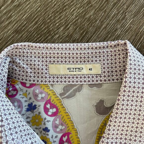 EUC Etro Floral Paisley Button Down Shirt US 6 Long Sleeve Cotton Stretch Top - Picture 9 of 14